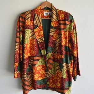 Oleg Cassini vintage blazer linen colorful blocks